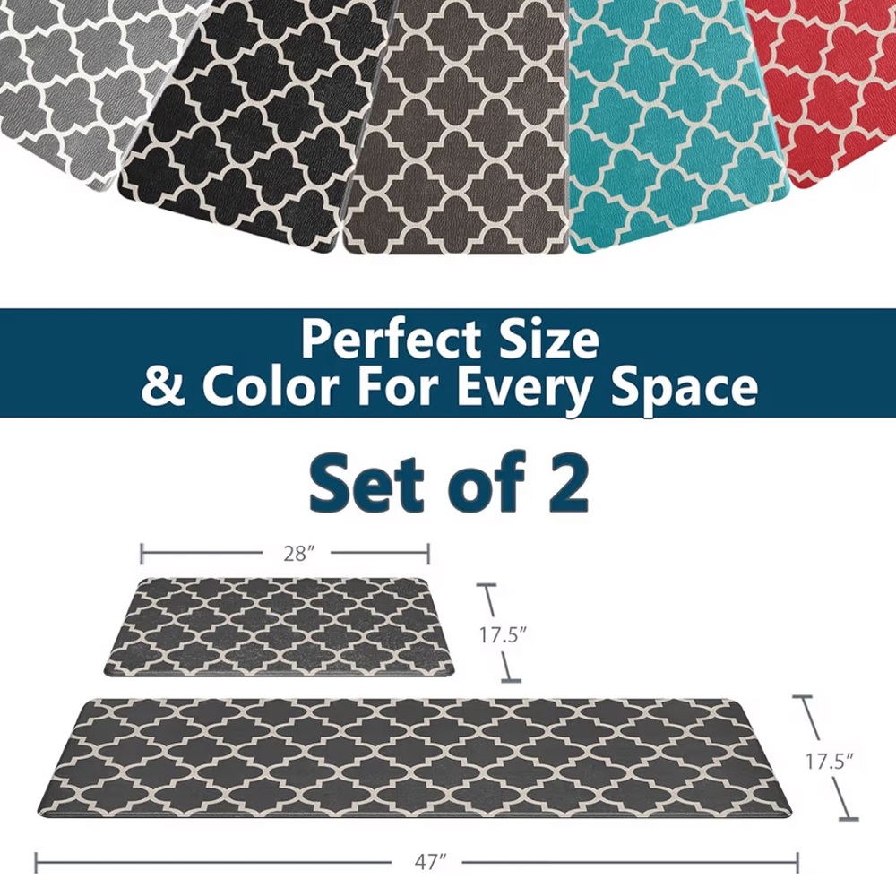 *New* Gray Geometric Design Kitchen ComfiLife Rugs (2 Pack - Medium/Large) - Picture 3 of 13